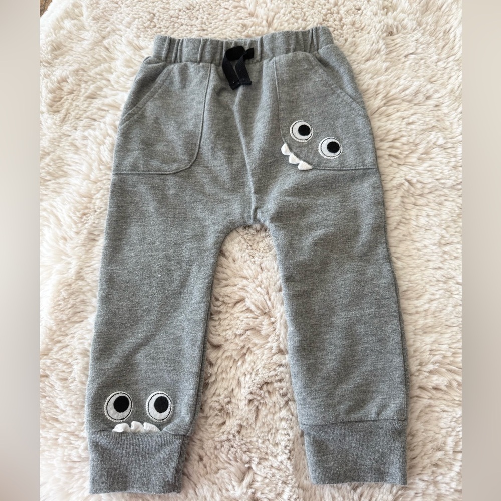 Baby Cat & Jack Gray Sweatpants Googly Eyes 18mos